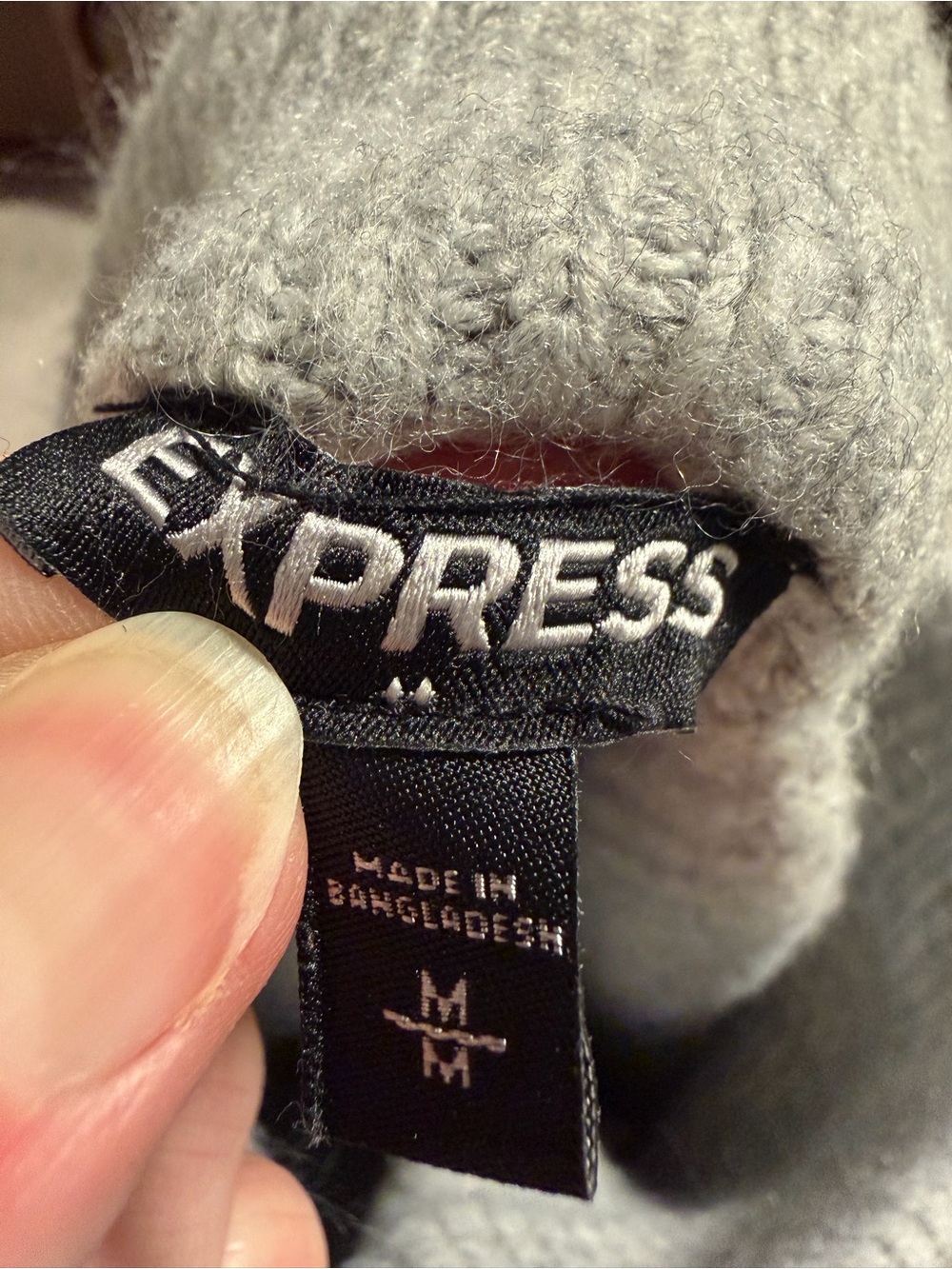Express Gray Off-the-Shoulder Ribbed Sweater - Picture 3 of 3